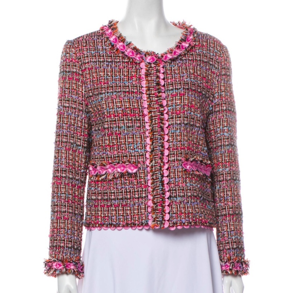 Moschino Pink Multicolor Tweed Jacket